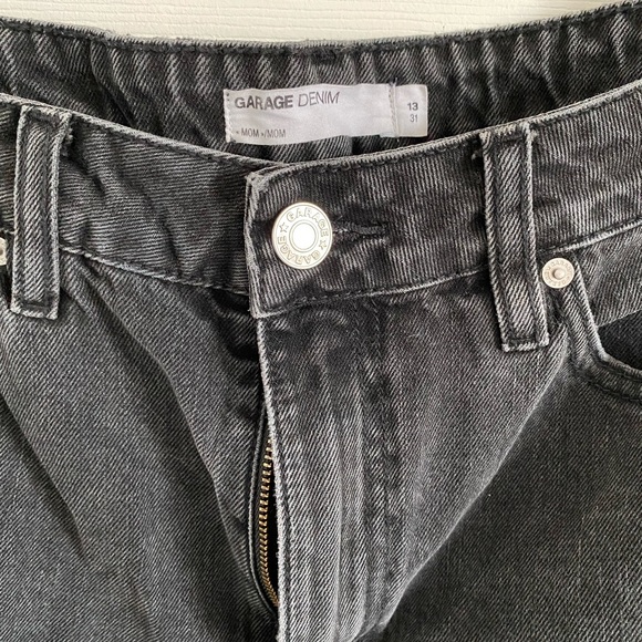 Black distressed denim wash shorts. Women’s size 13, Garage brand - Picture 2 of 3